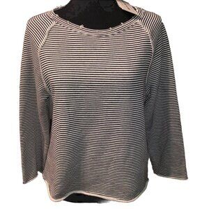 *NWT* For The‎ Republic Distressed Striped Sweatshirt Casual Black White S